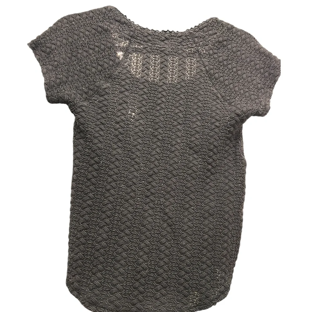 Free People Women's Henley Knit Short Sleeve Top in Black